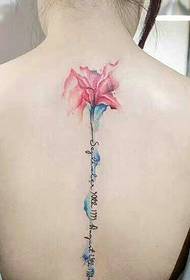 Tatuaż z tatuażem Lily z angielskim 115534 - tatuaż z tatuażem lotosu i sanskrytu