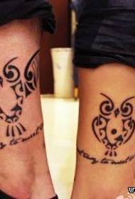 disegno del tatuaggio di coppia coppia totem gufo