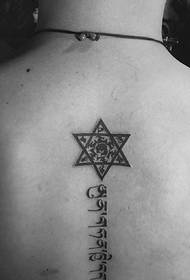 Tatuado-geometrio kun sanskrita tatuaje-ŝablono