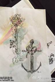 couple clé d'ancrage tatouage image manuscrite