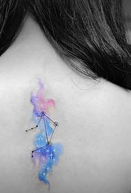 female spine Personality watercolor line tattoo pattern