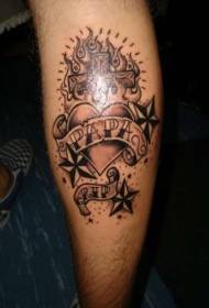 горући крст и узорак звијезде тетоваже у облику петерокраког звијезде