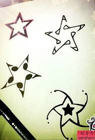 A tetováló show bar ötágú csillag kéziratos tetoválásmintát ajánlott