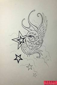 tatuiruotės demonstravimo nuotrauka rekomendavo paukščio penkiakampės žvaigždės tatuiruotės rankraščio modelį