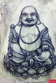 Gambar tayangan tato merekomendasikan pola wajah tersenyum Buddha Tattoo
