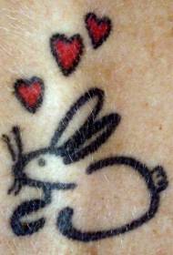 shoulder color simple red heart rabbit tattoo pattern