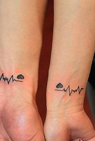 modello tatuaggio tatuaggio polso ECG coppia 118010-cartoon modello tatuaggio coppia robot