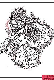 Line Horse Rose Tattoo աշխատանքներ