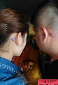 耳朵流行小情侶抗戰標誌紋身圖案