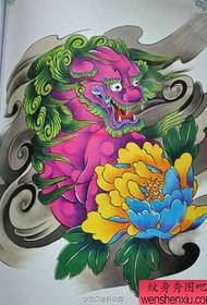 a group of Tang lion tattoo works