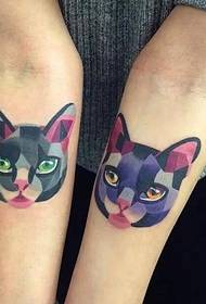 modello di tatuaggio gatto gatto simpatico cartone animato doppio braccio