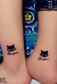 Черна котка на краката любов двойка татуировка модел