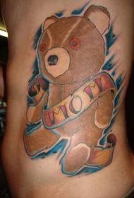 Nga reta Ingarihi me te Teddy Bear Tattoo Tae