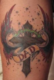red wings and cross tattoo pattern