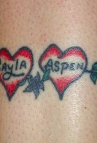 paže láska s vzorom tetovanie listov