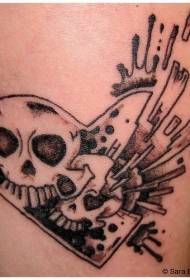 μαύρη σπασμένη καρδιά και μοτίβο τατουάζ κρανίο 115839- Επιστροφή έγχρωμο ανθρωποποιημένο ξανθό το τατουάζ λογότυπο ηλίου