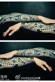 Couple Totem Big Flower Arm Tattoo Pattern