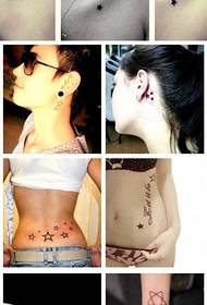 un gruppo di piccoli modelli di tatuaggi a stella a cinque punte freschi condivisi dalla mappa dello spettacolo del tatuaggio