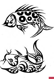 紋身顯示魚紋身手稿圖案的圖片