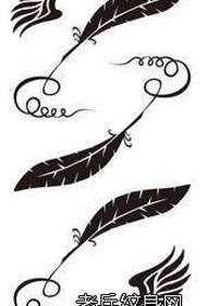 isang hanay ng mga pattern ng tattoo ng feather