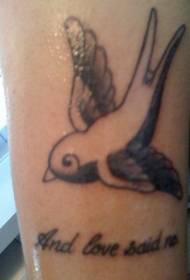 Braccio nero grigio rondine con motivo tatuaggio inglese