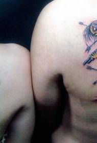 super alternative shoulder couple angel tattoo pattern