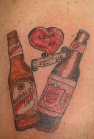 patró de tatuatge en ampolla de cervesa de color mexicà