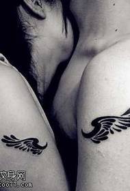 arm wings couple tattoo pattern