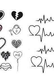 totem kærlighed EKG tatovering manuskript mønster med tatovering vis kort for at dele