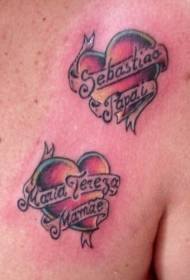 ljubav prema ramenu s uzorkom tetovaže engleskog abecede