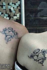 back love wings couple tattoo pattern