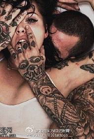 European and American style couple's tattoo pattern