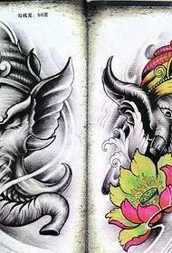 manoscritto due disegni di tatuaggi di elefanti