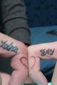 Finger Couple English Heart Shape Tattoo Pattern
