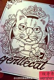 Obras manuscritas da tatuaxe do gato de debuxos animados