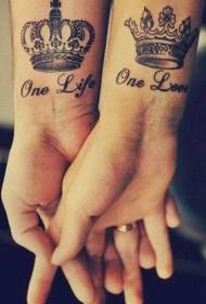 χέρια ένα αγάπη ένα αγάπη Αγγλικά ζευγάρι τατουάζ μοτίβο