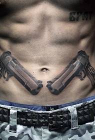 wzór tatuażu pistolet brązowy