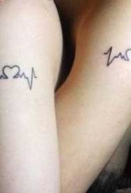 modello di tatuaggio moda braccio ECG coppia