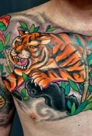 vakomana pachipfuva vakapenda mvuracolor sketch yekugadzira kudzora tiger tattoo mifananidzo
