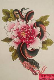 modello tatuaggio fiore di peonia di colore