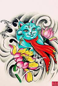 Corak Manuskrip Tattoo Lotus Lotus Cat