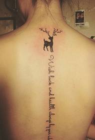 Spine Deer da Ingilishi tare da tsarin tattoo