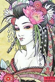 Hōʻike kiʻi kiʻi kiʻi kiʻi i kahi kala Geisha Tattoo Pattern