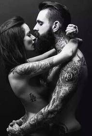 fashion hot European and American couple totem tattoo