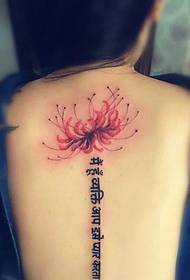 tattoo мӯд санскрит ва гулҳо дар сутунмӯҳра