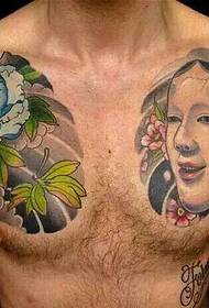 wen dwingende tatoeëringpatroon vir dubbele helfte