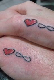 दोन रंग अनंत प्रेम प्रतीक टॅटू नमुना