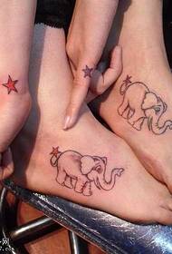 voet olifant ster paar tattoo patroon