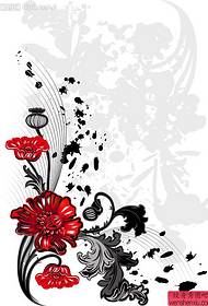 一 Tatoveringsmanuskriptmønsteret for blomster deles av tatoveringsvisningskartet