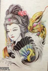 awọ geisha ejò tatuu iwe afọwọkọ ṣiṣẹ nipasẹ Ile musiọmu tatuu ti o dara julọ lati pin